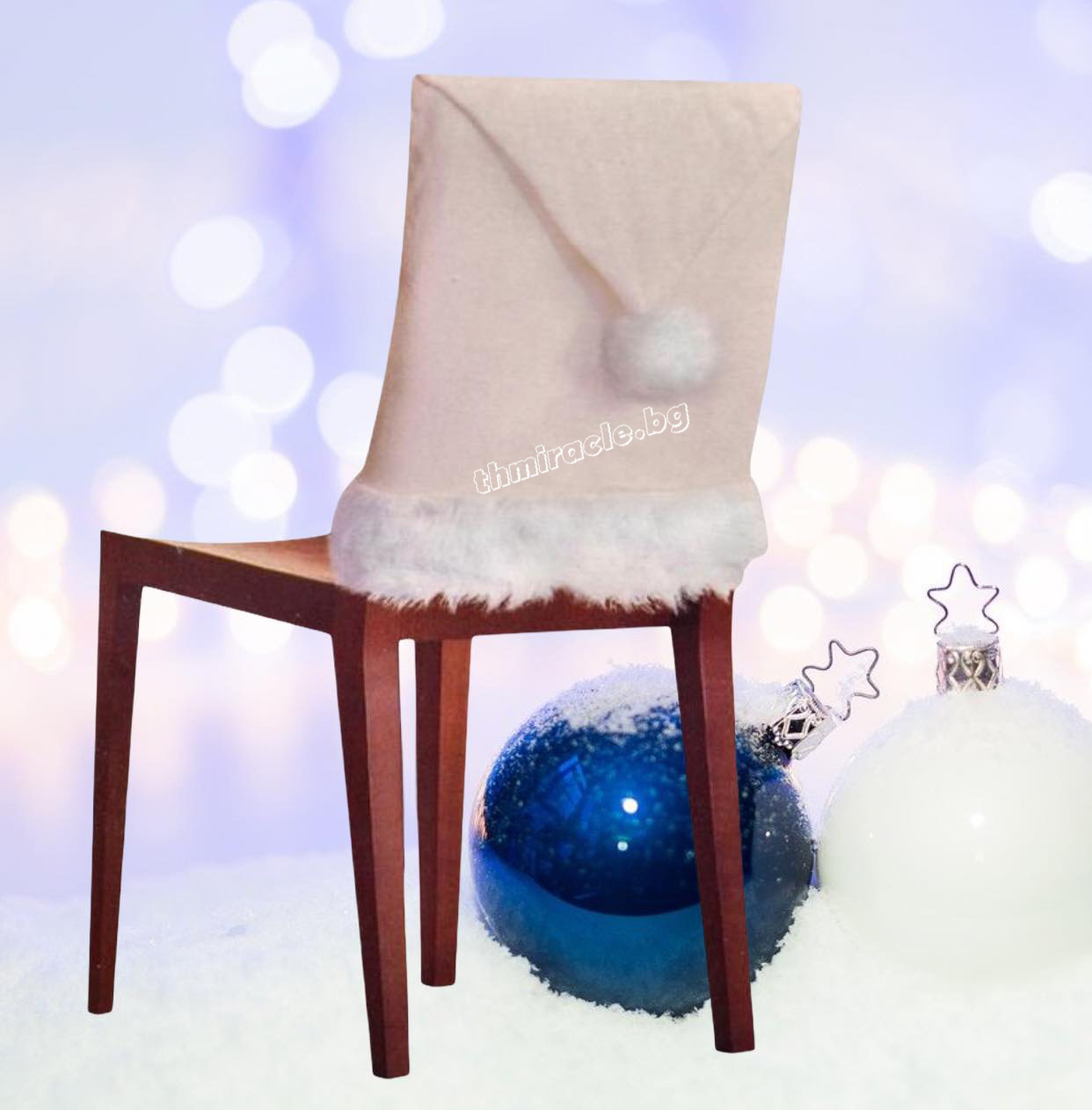 Коледен калъф за стол Шапка в цвят шампанско