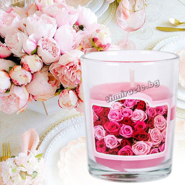 Ароматна Свещ в стъклена чашка Рози
